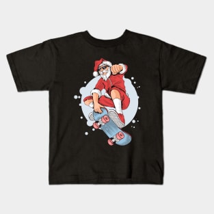 Christmas santa claus skateboard hypster Kids T-Shirt